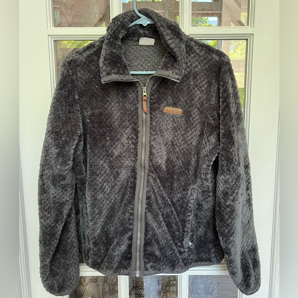Columbia Dark Gray Fuzzy Zip Up Jacket